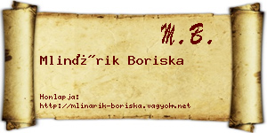 Mlinárik Boriska névjegykártya